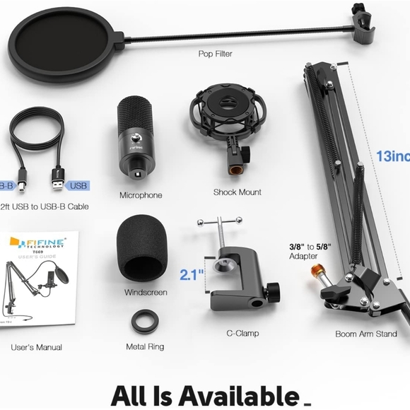 FIFINE Studio Condenser USB Microphone Computer PC Microphone New - Picture 6 of 7